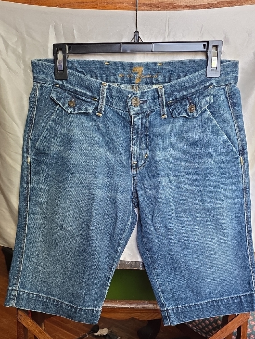 7 For All Mankind Blue Denim Shorts